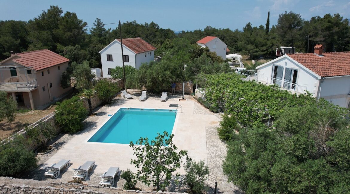 house with a swimming pool on Hvar