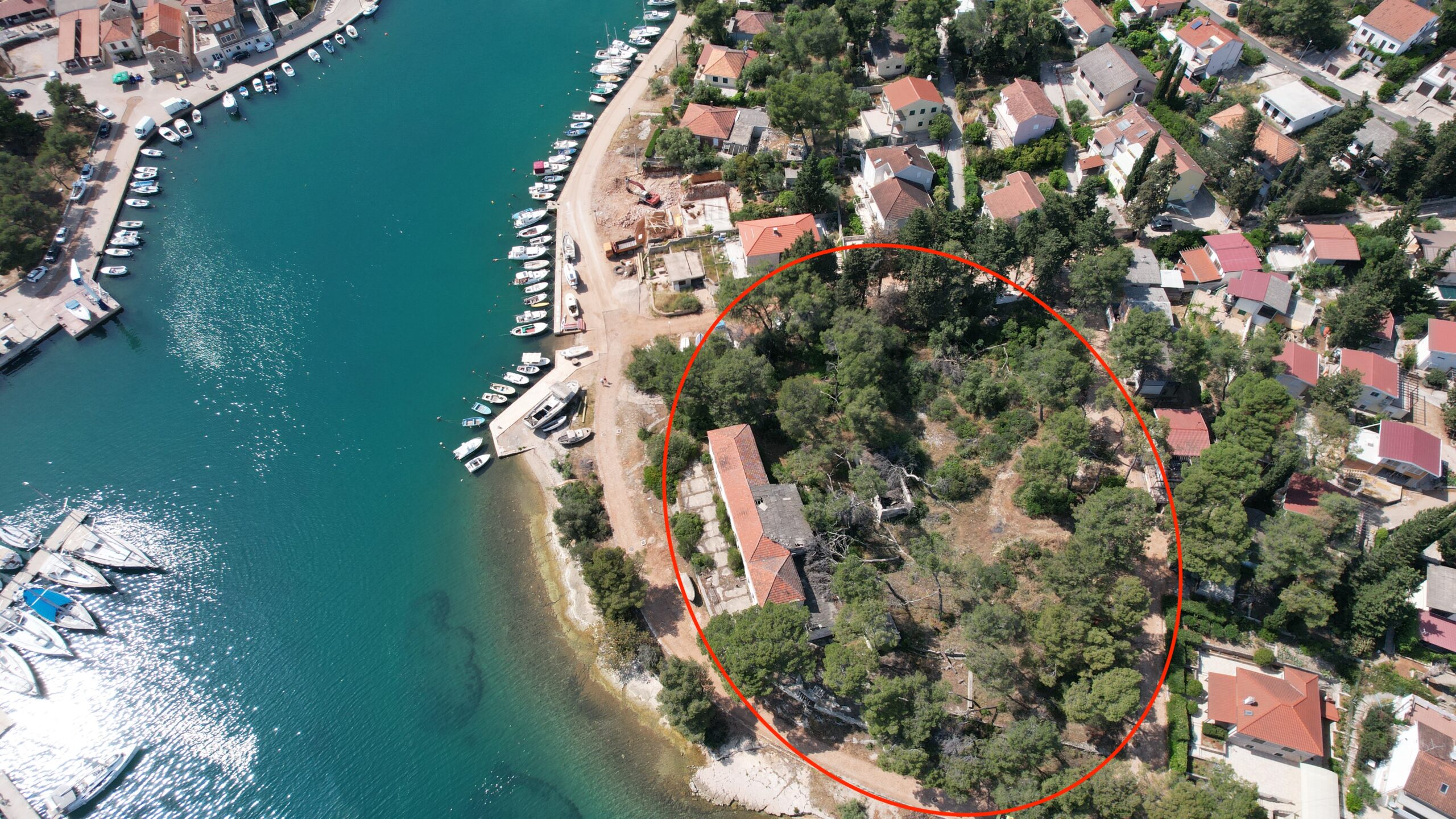 Prime real estate building land for sale with building permit on Hvar Island.