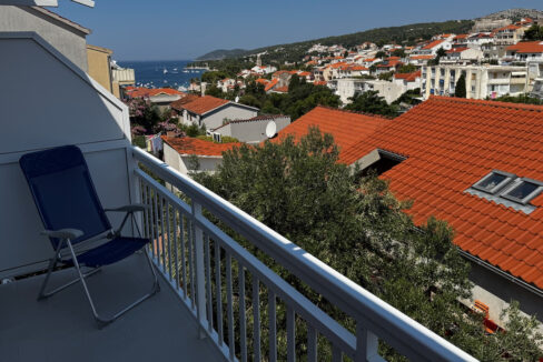 Balcony with Hvar Town sea view over rooftops and harbour