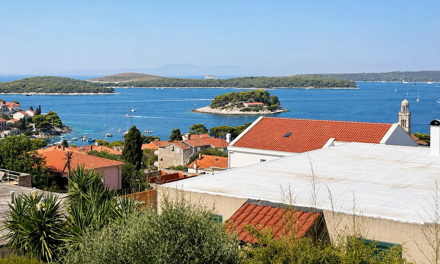 Sea view over Hvar Town towards the Pakleni Islands